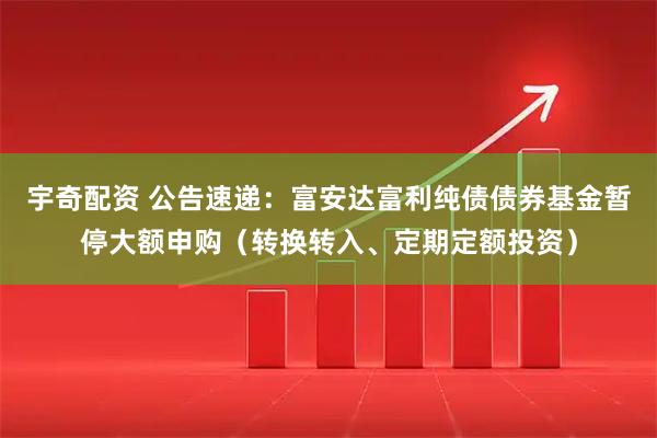 宇奇配资 公告速递：富安达富利纯债债券基金暂停大额申购（转换转入、定期定额投资）