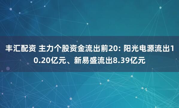 丰汇配资 主力个股资金流出前20: 阳光电源流出10.20亿元、新易盛流出8.39亿元